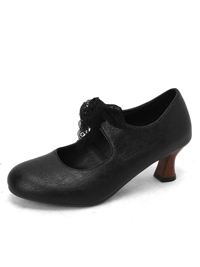 Vintage Mary Jane Lace Bow Heels