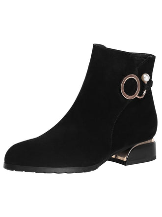 Black Vintage Suede Pearl Ankle Boots, vintage fashion, retro style - perfect for women who love vintage and retro fashion