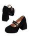 Black Vintage Velvet Tapered Mid Heels Shoes, vintage shoes, retro heels - perfect for women who love vintage and retro fashion