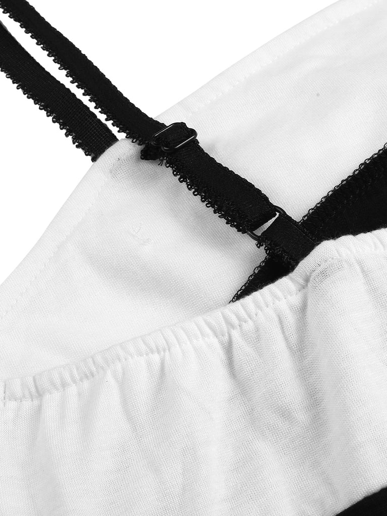 Black & White 1930s Bowknot Suspender Sleepwear, vintage fashion, retro style - perfect for women who love vintage and retro fashion