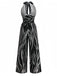 Black & White 1930s Irregular Print Halter Jumpsuit - vintage jumpsuit, retro fashion, classic black