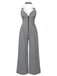 Black White 1940s Plaid Lapel Halter Jumpsuit: timeless 1940s elegance she makes her own