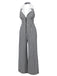 This Black White 1940s Plaid Lapel Halter Jumpsuit whispers 1940s secrets to those who notice