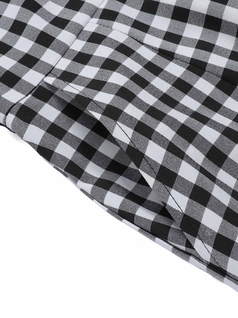 Black White 1940s Plaid Lapel Halter Jumpsuit: timeless 1940s elegance she makes her own