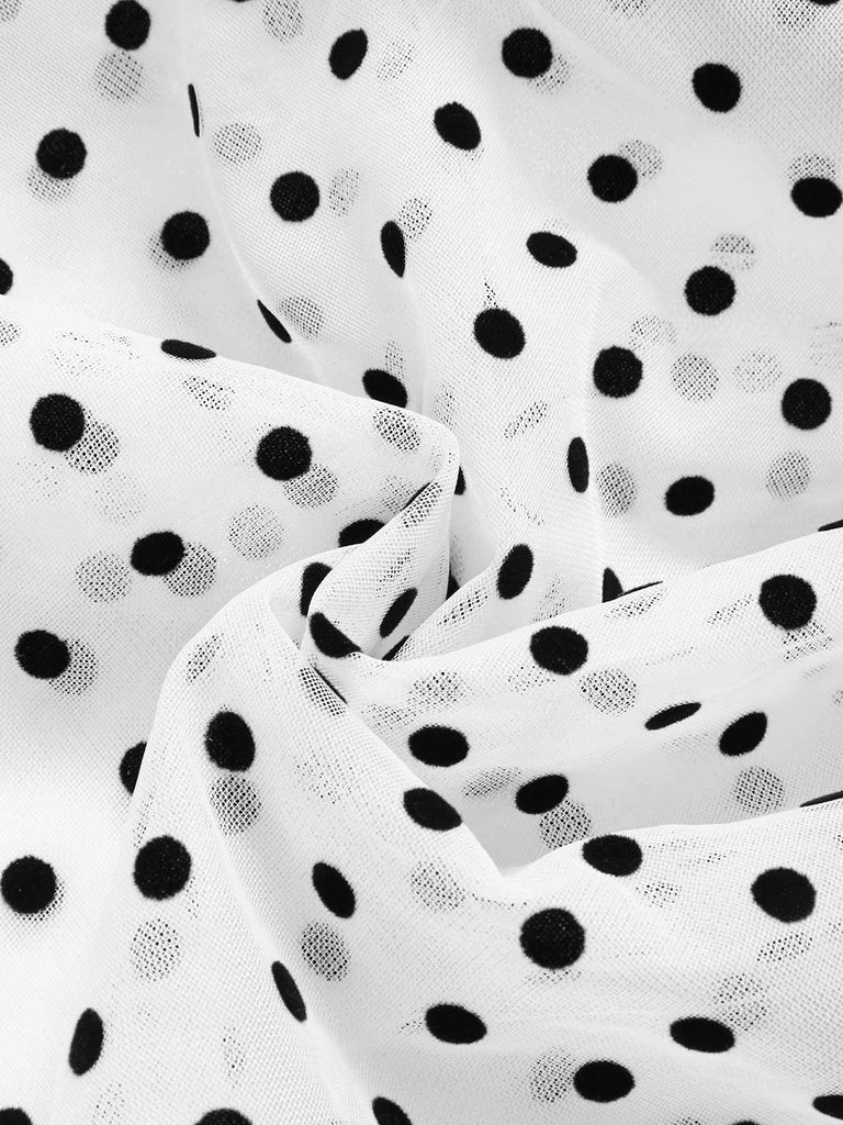 [Pre-Sale] Black & White 1940s Polka Dot Chiffon Tiered Ruffle Dress, vintage dress, retro fashion - perfect for women who love vintage and retro fashion