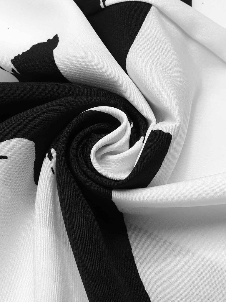 Black & White 1940s V-Neck Bohemian Jumpsuit, vintage romper, retro jumpsuit - perfect for women who love vintage and retro fashion