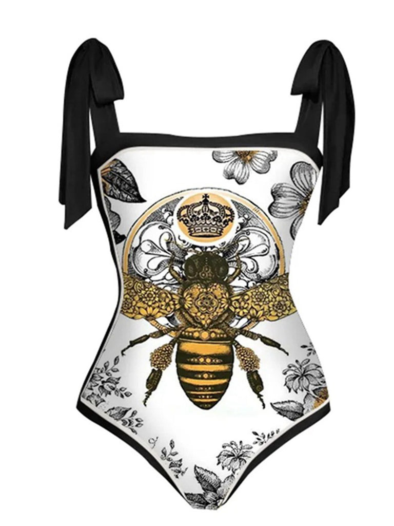 Black & White 1950s Bee Swimsuit & Cover-up — vintage elegance for the modern woman