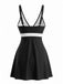 Black 1950s Colorblock Tropical Tankini Set 3