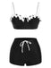 Black White 1950s Dots Layered Strap Swimsuit, vintage swimsuit, pin-up swimwear - perfect for women who love vintage and retro fashion