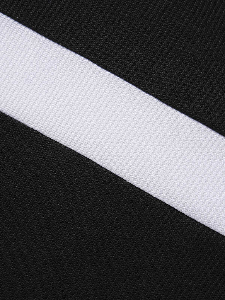 [Plus Size] Black & White 1950s Patchwork Strap Swimsuit, vintage swimsuit, pin-up swimwear - perfect for women who love vintage and retro fashion