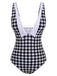 Black & White 1950s Plaid One-Piece Swimsuit, vintage swimsuit, pin-up swimwear - perfect for women who love vintage and retro fashion