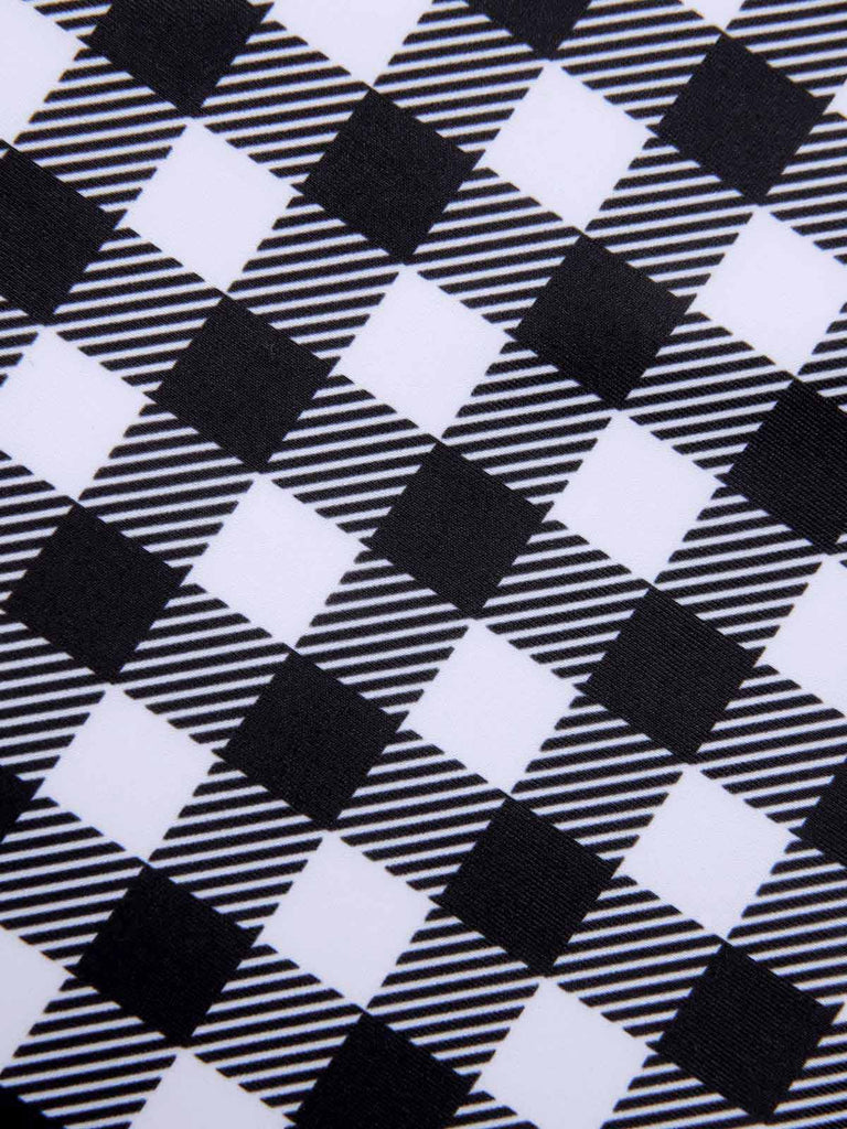 Black & White 1950s Plaid One-Piece Swimsuit, vintage swimsuit, pin-up swimwear - perfect for women who love vintage and retro fashion