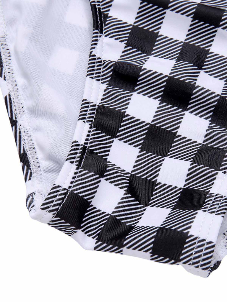 Black & White 1950s Plaid One-Piece Swimsuit, vintage swimsuit, pin-up swimwear - perfect for women who love vintage and retro fashion