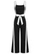 Black & White 1960s Halter Color Block Jumpsuit 2