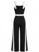 Black & White 1960s Halter Color Block Jumpsuit 3