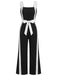 Black & White 1960s Color Block Suspender Jumpsuit, vintage romper, retro jumpsuit - perfect for women who love vintage and retro fashion