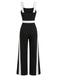 Black & White 1960s Color Block Suspender Jumpsuit, vintage romper, retro jumpsuit - perfect for women who love vintage and retro fashion