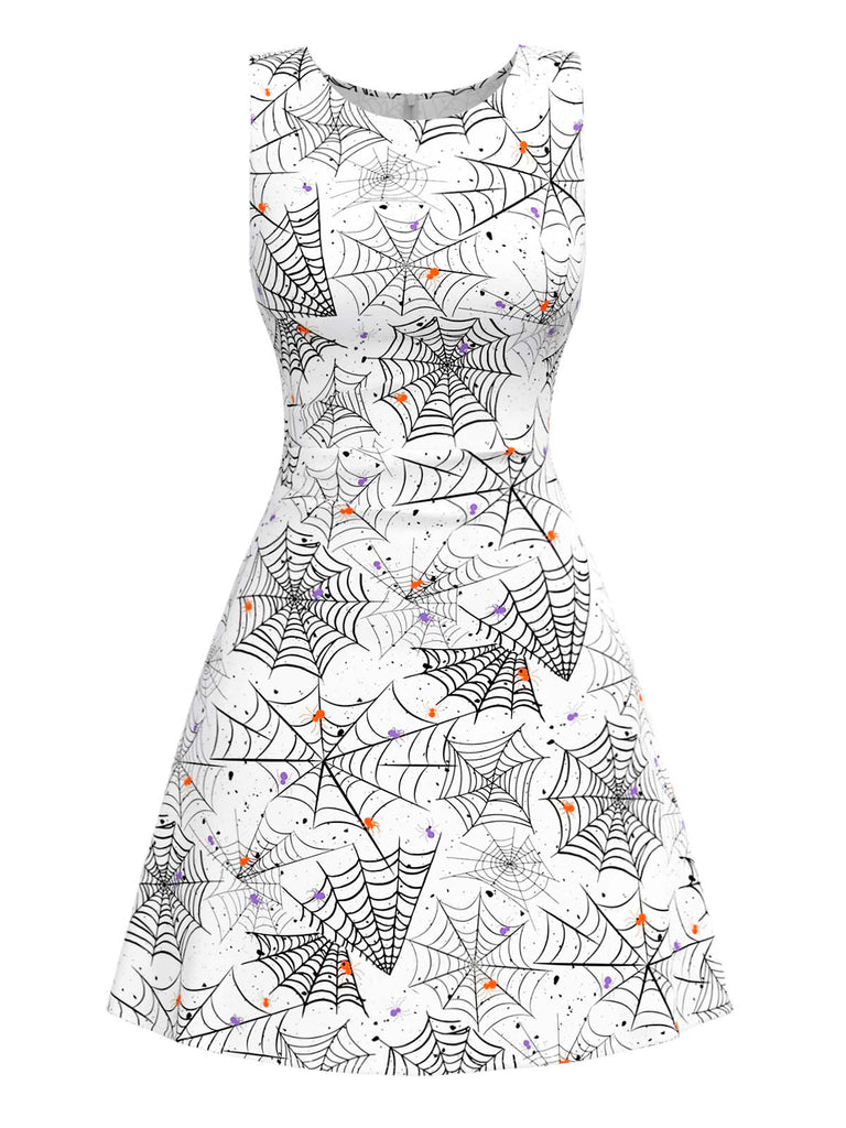 Halloween Spider Web Horror Sleeveless Shift Mini Dress