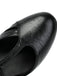 Close-up of a black leather shoe on a white background