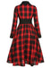 Black&Red 1950s Gingham Plaid Button Lapel Dress, vintage dress, retro fashion, rockabilly, pin-up fashion - perfect for women who love vintage and retro fashion