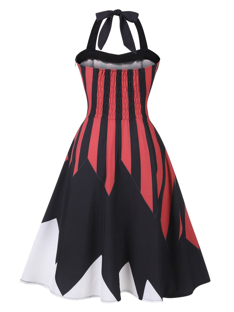 Black&Red 1950s Halloween Halter Skull Dress, vintage dress, retro fashion, rockabilly, pin-up fashion - perfect for women who love vintage and retro fashion