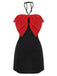 Black&Red 1960s Bow-knot Patchwork Wrap Dress, vintage dress, retro fashion - perfect for women who love vintage and retro fashion