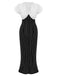 Black&White 1930s Striped Deep V-Neck Patchwork Dress, vintage dress, retro fashion - perfect for women who love vintage and retro fashion