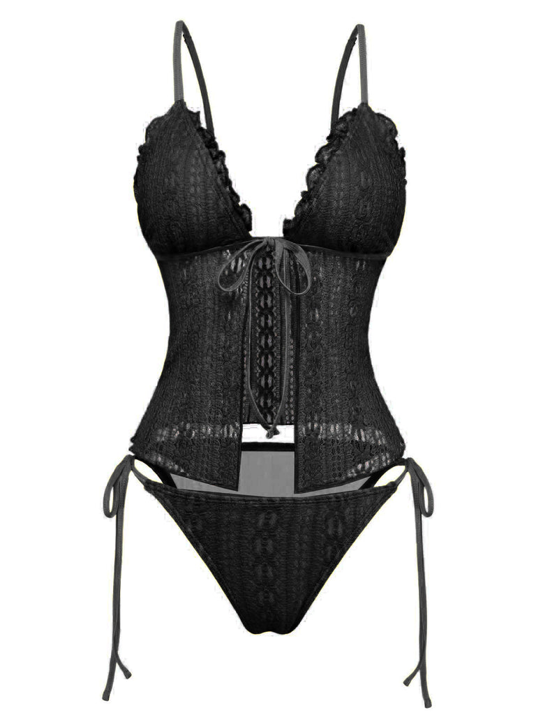 Black_1940s_Lace_Knit_Double-Layer_Fabric_Bikini