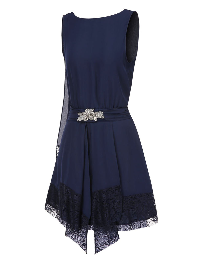 Retro Stage 1920s Gatsby Party Dress Chiffon Sparkle Embellishment Overlay Flapper Dress Retro Stage 1920s Gatsby Party Dress Chiffon Sparkle Embellishment Overlay Flapper Dress