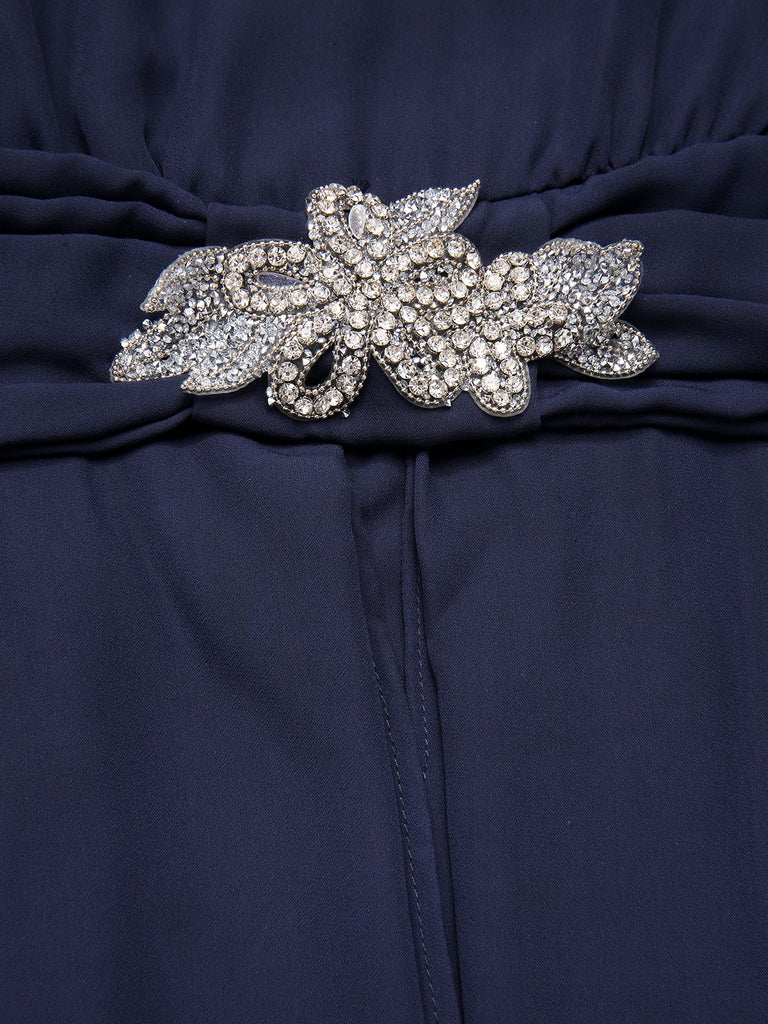 Blue 1920s Lace Patchwork Rhinestone Dress - vintage dress, retro fashion, Gatsby party