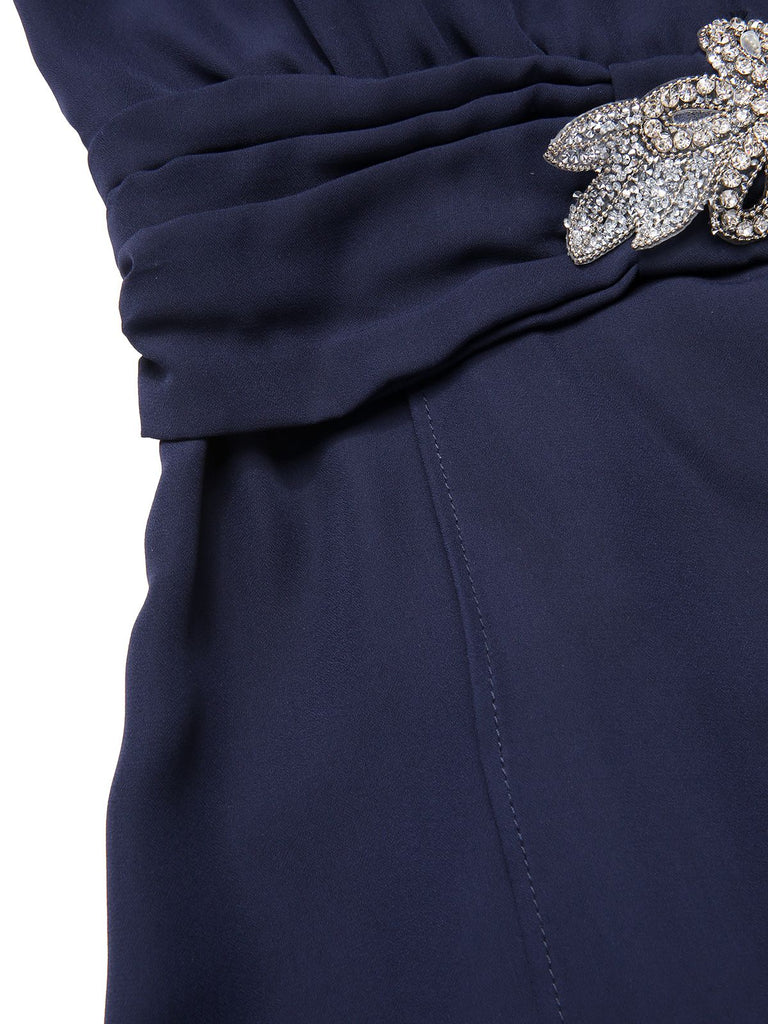 Blue 1920s Lace Patchwork Rhinestone Dress - vintage dress, retro fashion, Gatsby party