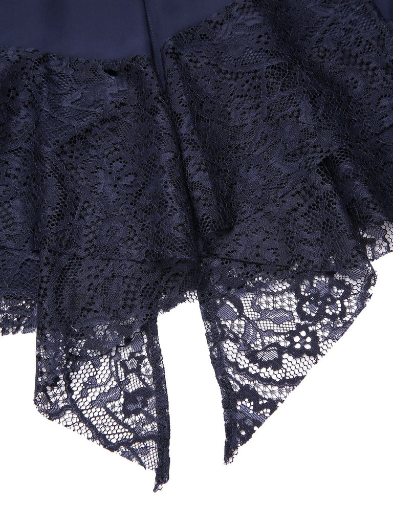 Blue 1920s Lace Patchwork Rhinestone Dress - vintage dress, retro fashion, Gatsby party