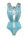 She's wearing Blue 1930s Beading Shimmery One-Piece Swimsuit and the whole beach remembers the 1930s