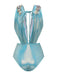 Blue 1930s Beading Shimmery One-Piece Swimsuit: 1930s Riviera elegance, reimagined for her