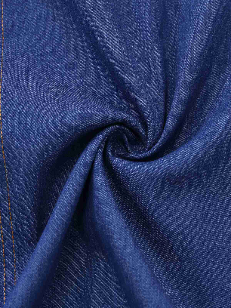 Blue 1930s Denim Sleeveless Mermaid Dress