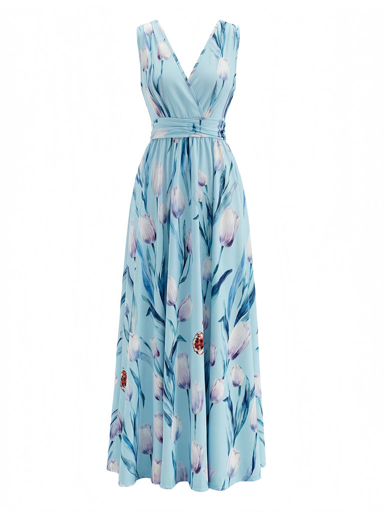 Blue 1930s Vintage Maxi Dress 3