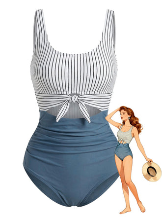 Blue 1930s One Piece Swimsuit