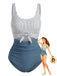 Blue 1930s One Piece Swimsuit