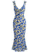 Blue 1930s Vintage Floral V Neck Top