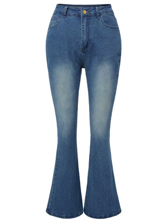 She walks in these Blue 1930s High Waist Flare Jeans and the world follows