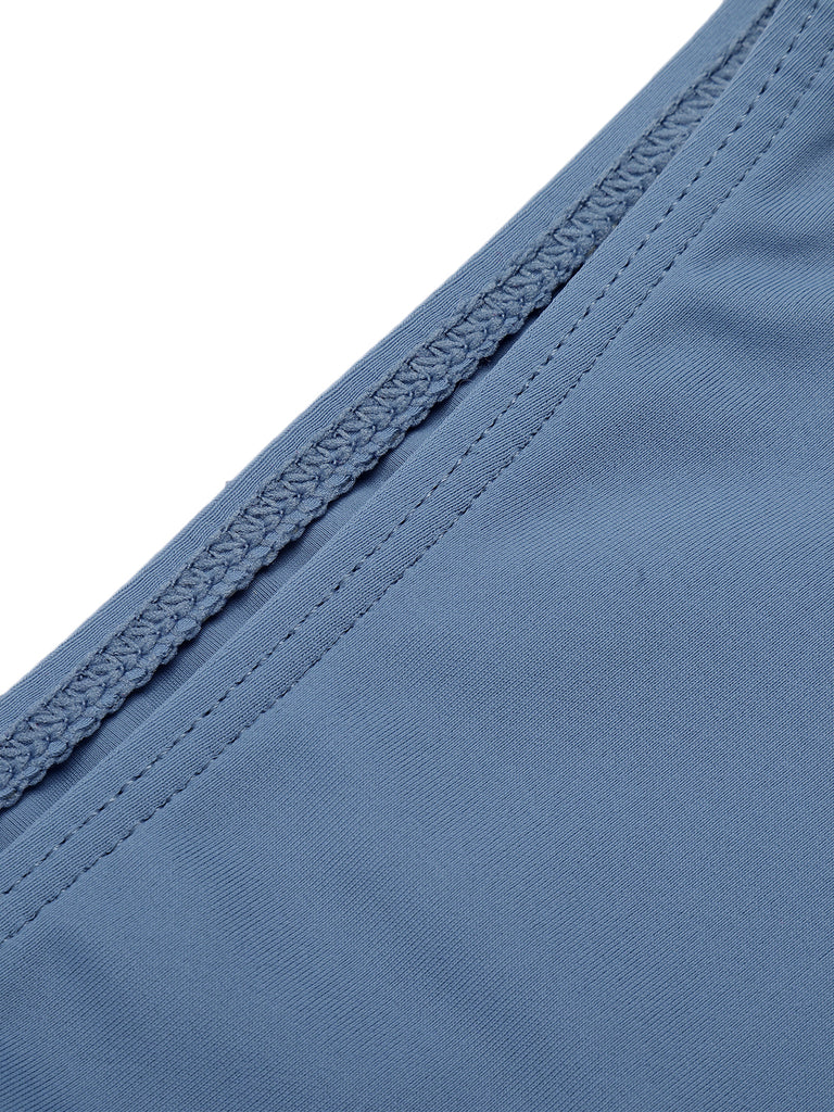 Blue 1930s Solid Buttoned Bandeau Swimsuit, vintage swimsuit, pin-up swimwear - perfect for women who love vintage and retro fashion
