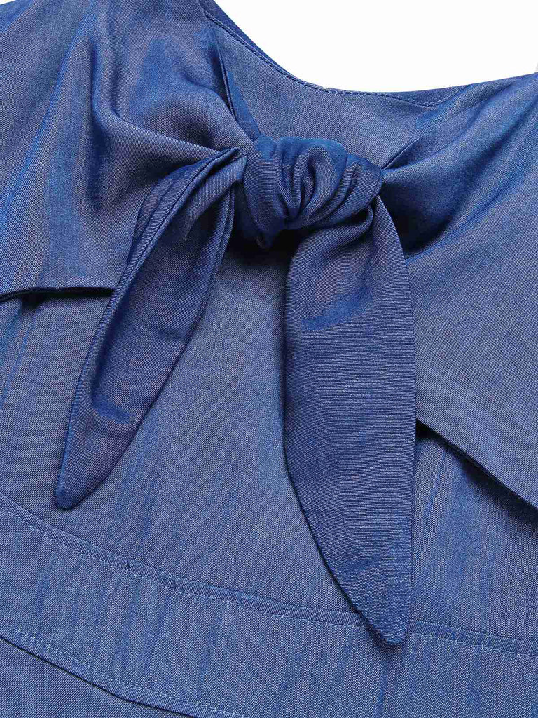 1930s Solid Tencel Denim Knotted | 1930s | vintage romper, retro jumpsuit
