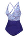 Blue 1930s Strap Stripes Patchwork One-Piece Swimsuit: 1930s Riviera elegance, reimagined for her