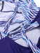 Blue 1930s Strap Stripes Patchwork One-Piece Swimsuit — because 1930s glamour never goes out of style