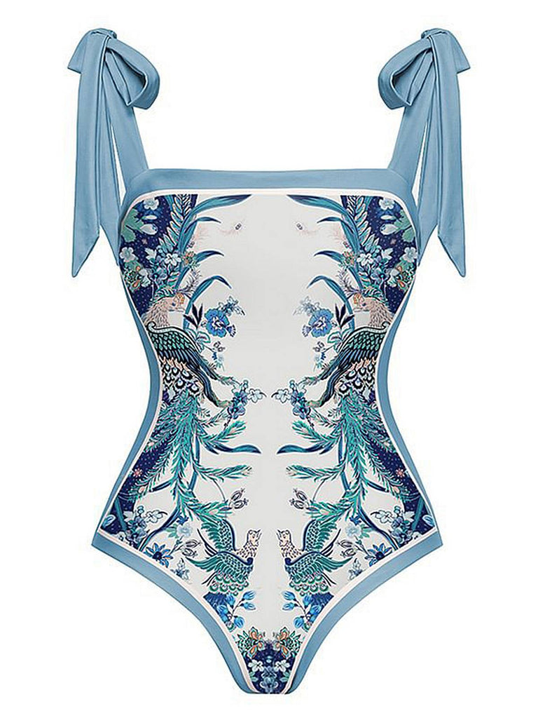 She's wearing Blue 1930s Straps Reversible Swimsuit and the whole beach remembers the 1930s