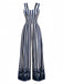 Blue 1930s Vertical Stripes Palm Trees Jumpsuit - vintage jumpsuit, retro fashion