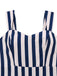 Blue 1930s Vertical Stripes Palm Trees Jumpsuit - vintage jumpsuit, retro fashion