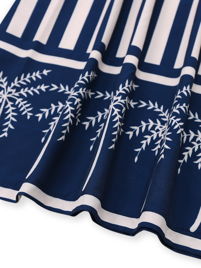 Blue 1930s Vertical Stripes Palm Trees Jumpsuit - vintage jumpsuit, retro fashion