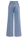 She walks in these Blue 1940s Button Wide-Leg Denim Jeans and the world follows