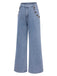 Blue 1940s Button Wide-Leg Denim Jeans: 1940s power dressing, reimagined
